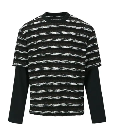 Andersson Bell Striped Layered Sweater In Black