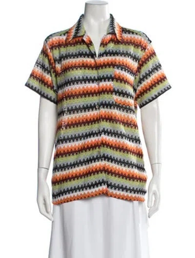 Pre-owned Andersson Bell Striped Short Sleeve Top In Orange