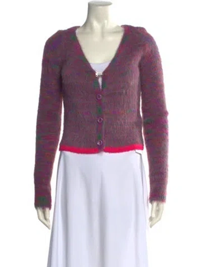 Pre-owned Andersson Bell Striped V-neck Sweater In Purple