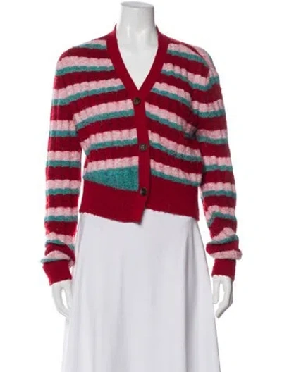 Pre-owned Andersson Bell Striped V-neck Sweater In Red