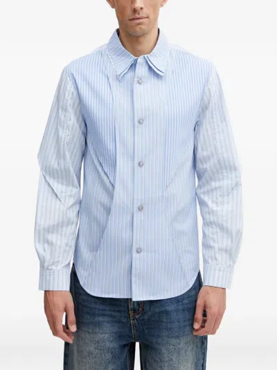 Andersson Bell Stripe-pattern Layered-detail Shirt In Blue