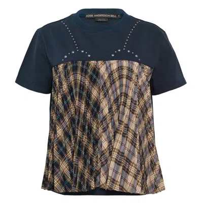 Andersson Bell Studded Pleats Hybrid Top In Blue