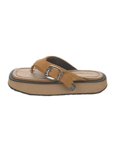 Pre-owned Andersson Bell Suede Flip Flops In Neutral