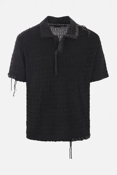 Andersson Bell Bubble-knit Polo Shirt In Blackblack