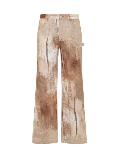 Andersson Bell Abstract-print Loose-cut Jeans In Sand