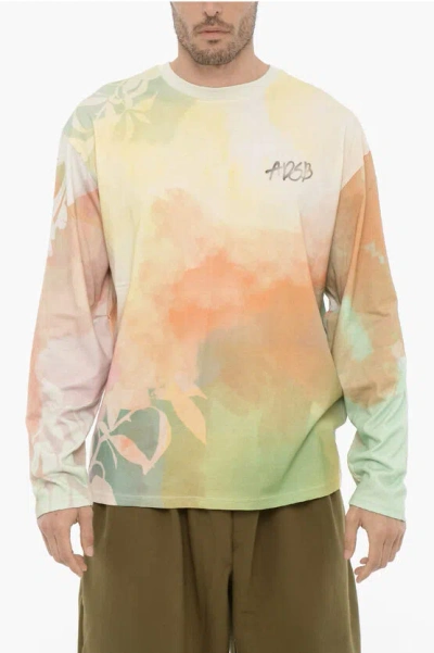 Andersson Bell Tie-dye Effect Long Sleeve Rhino Crew-neck T-shirt In Multi