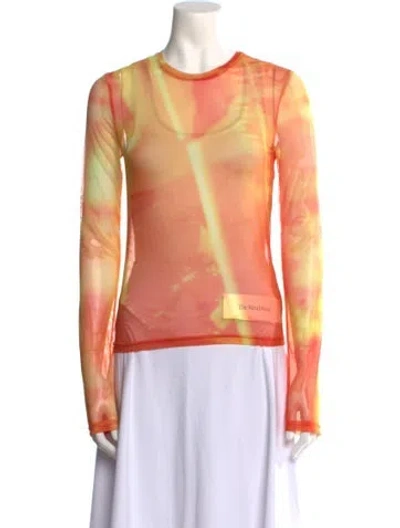 Pre-owned Andersson Bell Tie-dye Print Crew Neck Top In Orange