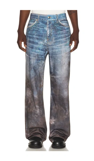 Andersson Bell Unisex Festival Mud Printed Jeans In Blue