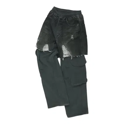 Andersson Bell Unisex Rugged Denim-inset Sweatpants In Black