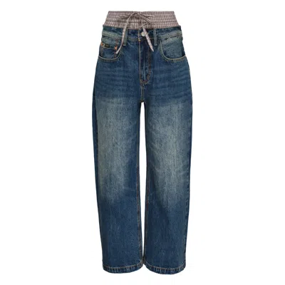 Andersson Bell Unisex Trunk Layered Wide-leg Jeans In Blue