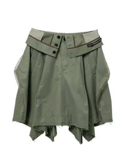 Andersson Bell Frayed Handkerchief-hem Midi Skirt In Green