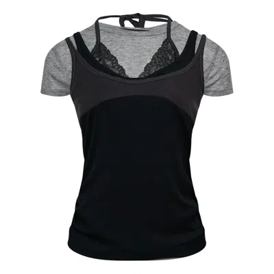 Andersson Bell Upside-down Layered T-shirt In Black