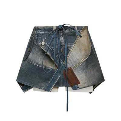 Andersson Bell Upside-down Printed Wrap Skirt In Blue