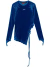 Andersson Bell Velvet Cut-out Top In Blau