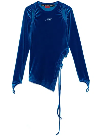 Andersson Bell Velvet Cut-out Top In Blau