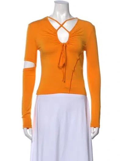 Pre-owned Andersson Bell V-neck Long Sleeve Top In Yellow