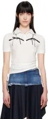 Andersson Bell White Halter String Piqué Polo In White