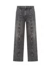 Andersson Bell Contrast-stitching Light-wash Jeans In Black