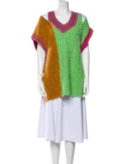 Pre-owned Andersson Bell Wool Colorblock Pattern Sweater In Green