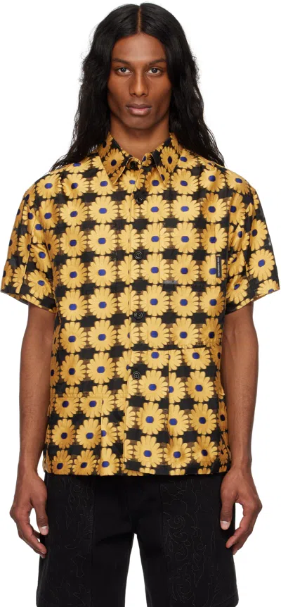 Andersson Bell Yellow & Black Sheer Flower Shirt