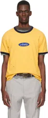 Andersson Bell Yellow Essential 'adsb' Logo Patch Ringer T-shirt In Yellow