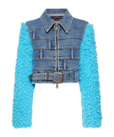 Andersson Bell Zippered Patchwork Denim Jacket In Blue