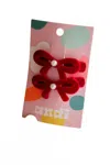 Andi Velvet Pearl Bow Clip 2-pack In Red In Red