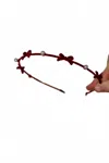 Andi Women's Velvet Bow And Pearl Headband In Red In Red