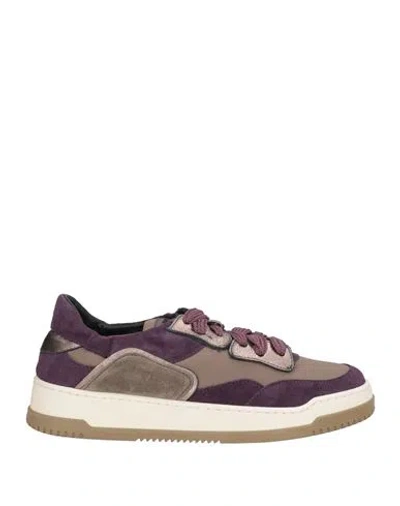 Andìa Fora Woman Sneakers Dark Purple Size 9 Leather, Textile Fibers