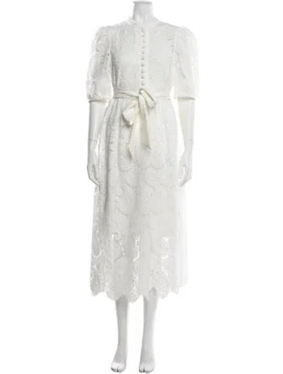 Pre-owned Andiata Mock Neck Long Dress In White