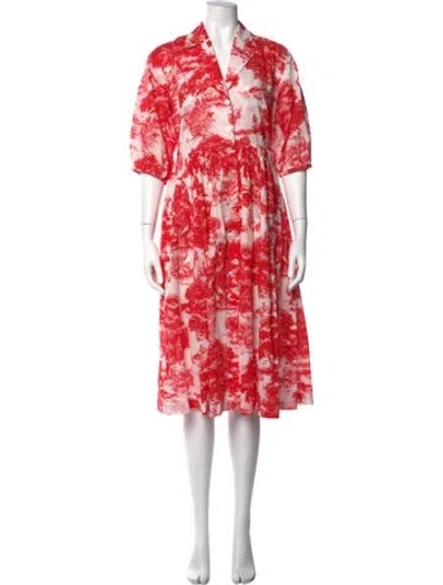 Pre-owned Andiata Printed Midi Length Dress In Red