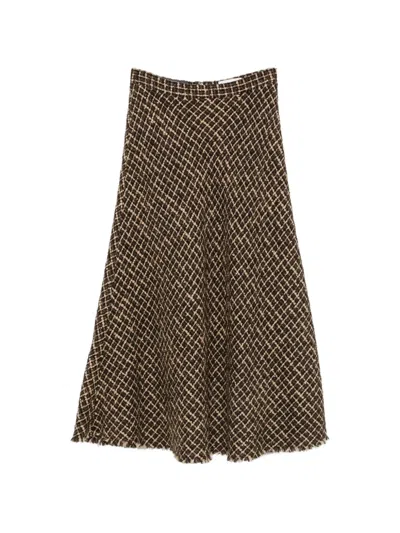 Andiata Tweed Midi Skirt In Brown