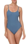 Andie Amalfi Ribbed One-piece Swimsuit In Slate