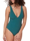 Andie The Augustine Metallic One-piece Swimsuit In Green