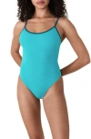 Andie Bells Contrast Binding One-piece Swimsuit In Blue