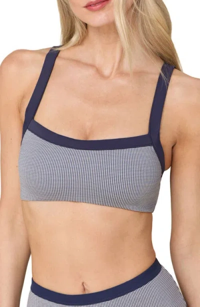 Andie Davenport Gingham Scoop Neck Bikini Top In Blue