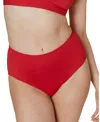 Andie High Waisted Bikini Bottom In Cherry Red