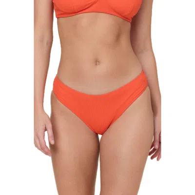Andie Hipster Rib Bikini Bottoms In Vermillion