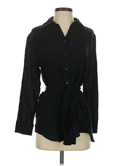 Pre-owned Andie Long Sleeve Blouse In Black