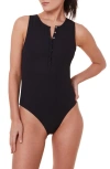 Andie Malibu Ribbed One-piece Swimsuit In Black