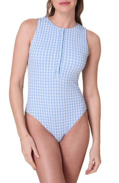 Andie Malibu Smocked One-piece Swimsuit In Blue