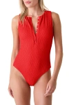 Andie Malibu Smocked One-piece Swimsuit In Red