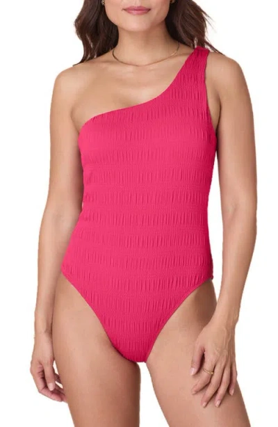 Andie Monte Smocked One-shoulder One-piece Swimsuit In Pink