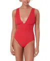 Andie Mykonos Plunge One-piece Swimsuit In Cherry Red