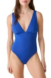 Andie The Mykonos Long Torso One-piece Swimsuit In Blue
