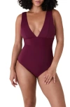 Andie Mykonos Plunge One-piece Swimsuit In Burgundy