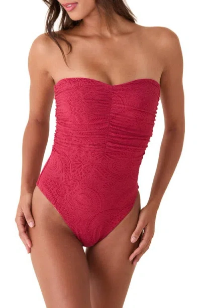 Andie Pana Strapless One-piece Swimsuit In Red