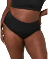 Andie Plus Size High Waisted Bikini Bottom In Black