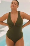 Andie Swim Bonita Plus V-neck One-piece Swimsuit In Green