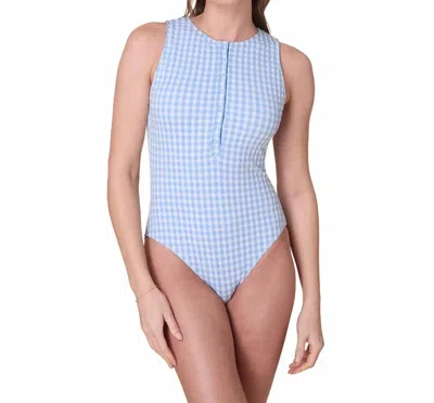 Andie Swim Malibu One Piece Swimsuit In Sky Gingham In Multi